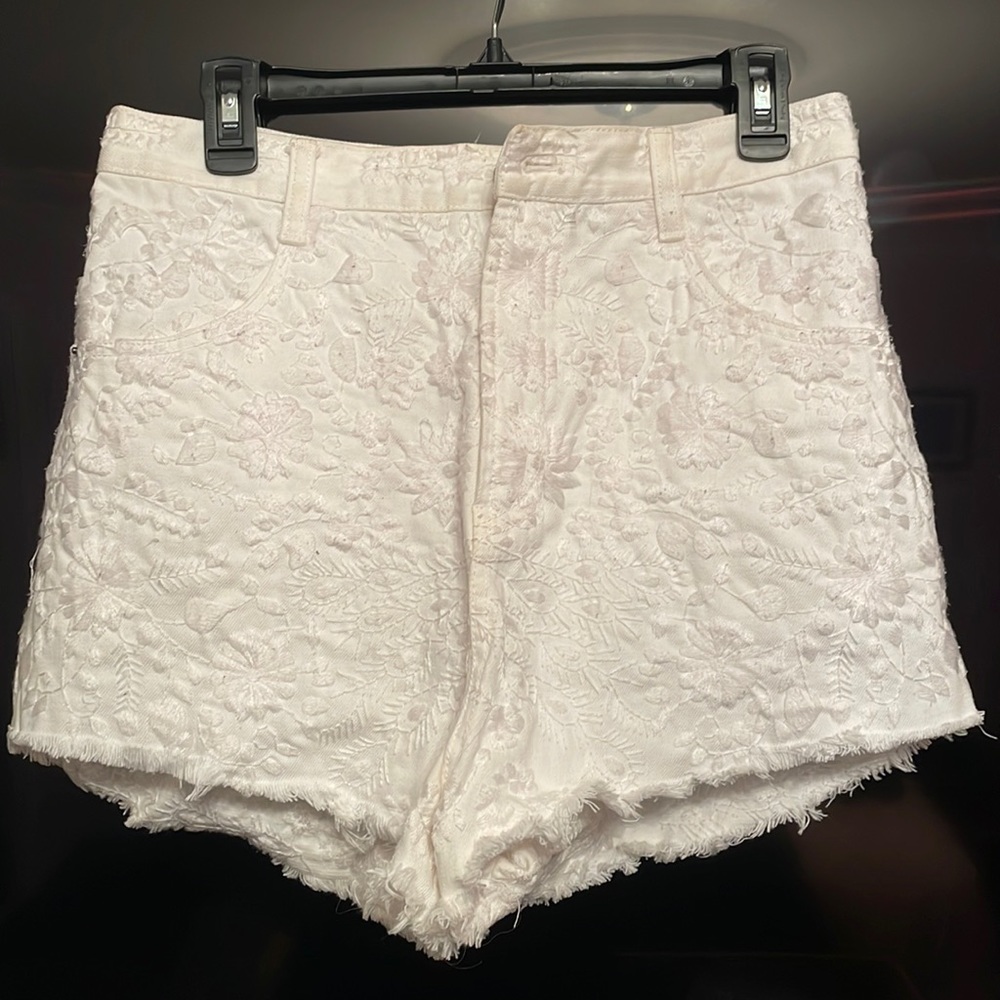 Free people white denim high rise short